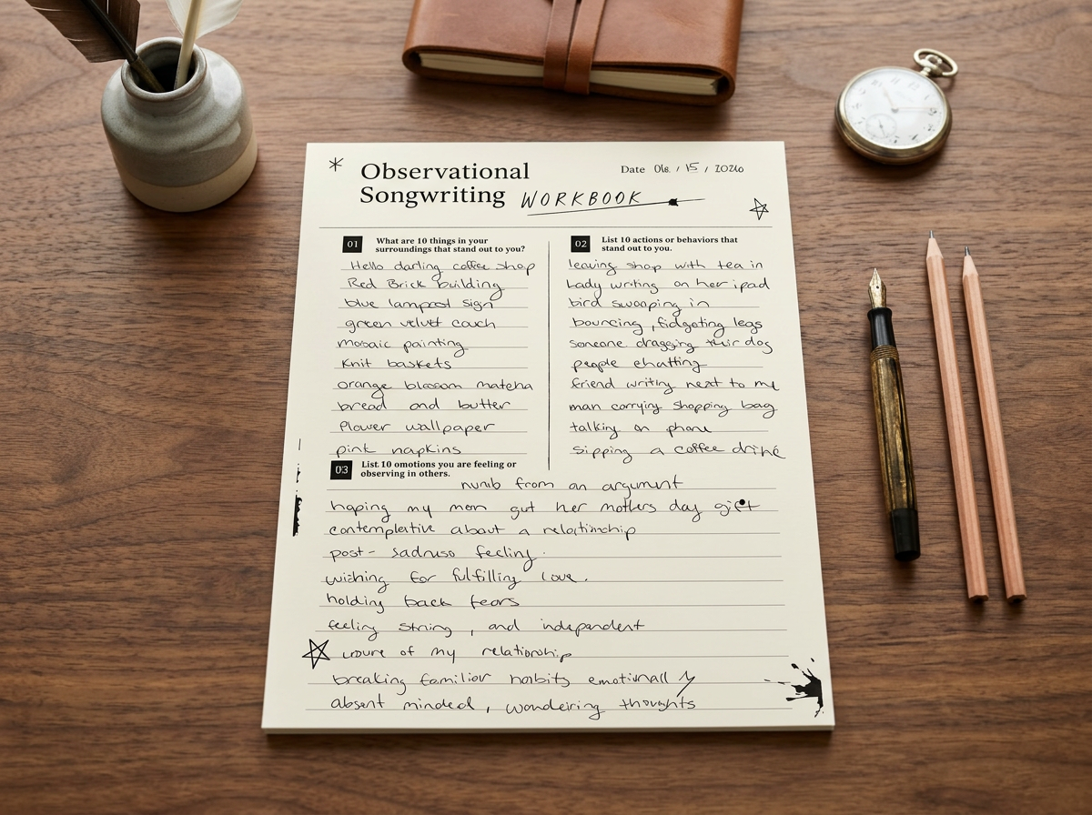 Observational Songwriting Workbook for Writers Block